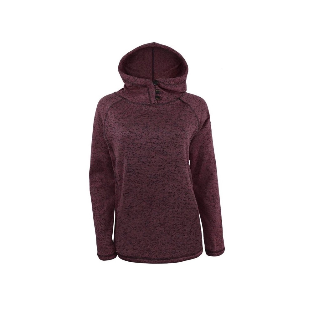 Victory Outfitters Hoodie Women Med Burgundy Marled Button-Neck Fleece Pullover
